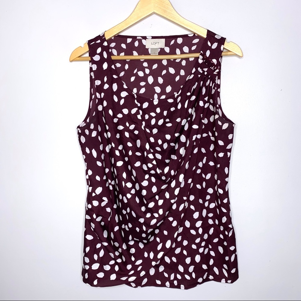 Ann Taylor Loft Tank Women Size Medium Sleeveless Draped Blouse *